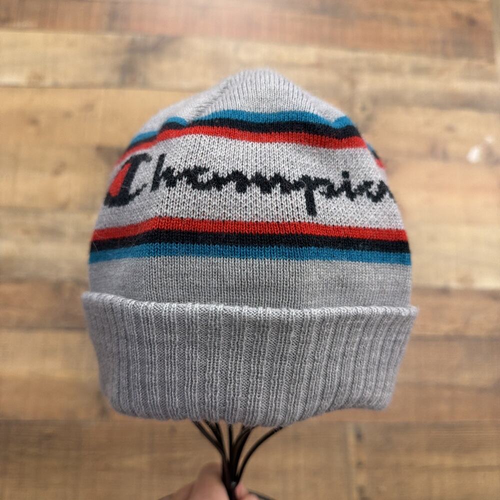 Champion unisex adult Logo Cuff Beanie Cold Weather Hat Heather Grey One Size